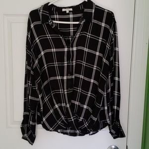 Black plaid blouse